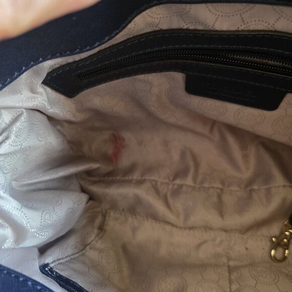 Michael Kors Hamilton Logo Satchel Bag Navy Blue - Picture 12 of 13